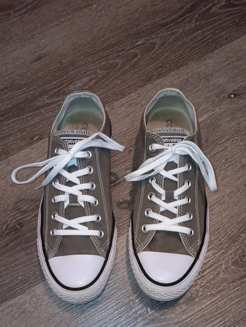 Converse Olive Green Low Top Sneakers with White Trim